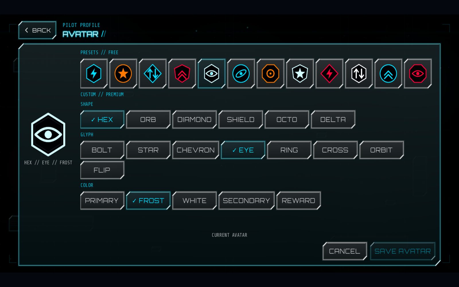 The avatar picker