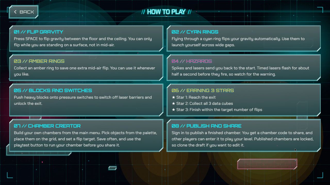 The how-to-play screen